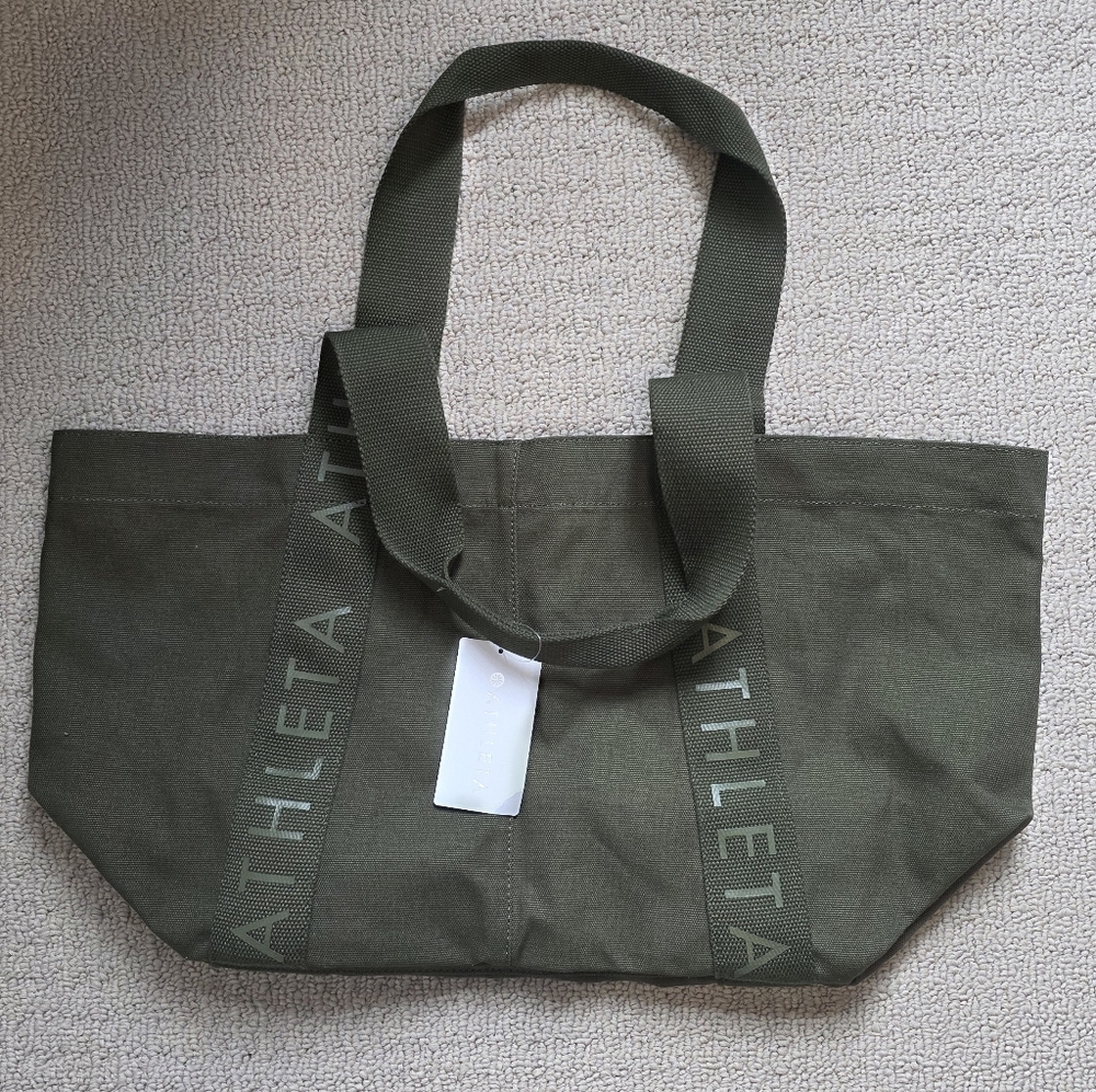 Athleta Logo Tote Bag Olive Green NEW